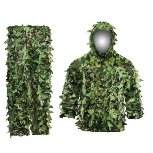 conjunto de caça com folhas 3d de camuflagem cor verde - Image 2