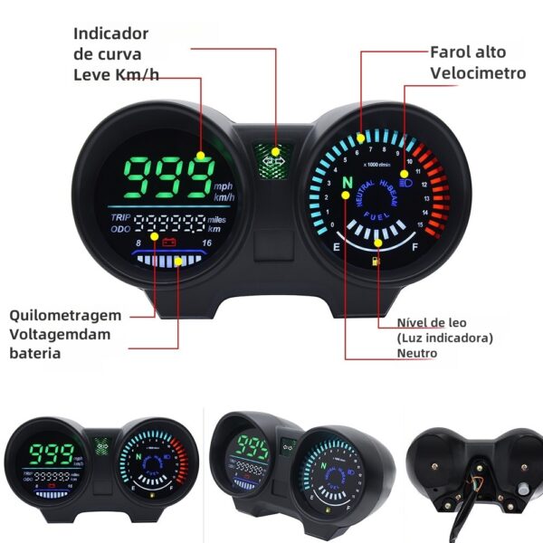 Digital Painel Motocicleta Velocímetro, Medidor de Velocidade RPM, Combustível Gauge, Instrumento para o Brasil Titan 150 CG150 Fan150 2010,2012