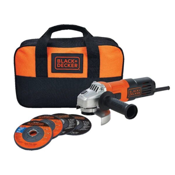 BLACK+DECKER Kit Esmerilhadeira de 4 1/2 Pol. (114mm) 820W 11.000 RPM com Maleta e 12 Discos 220V G720K12