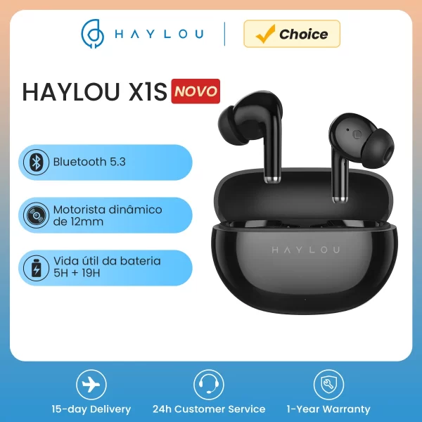 HAYLOU X1S TWS Fones De Ouvido Sem Fio Bluetooth Com Frete Gratis